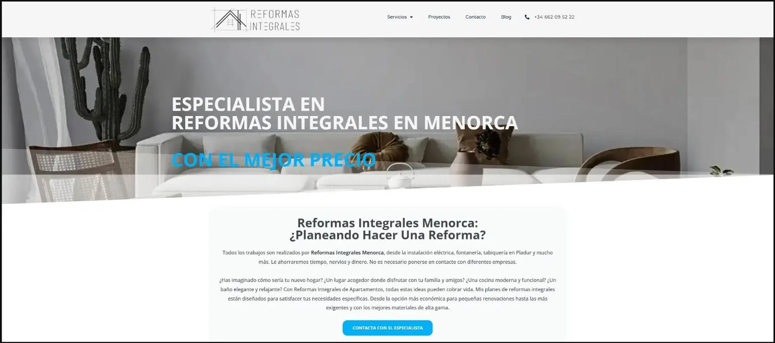 Reformas Integrales Menorca — página inicial do site